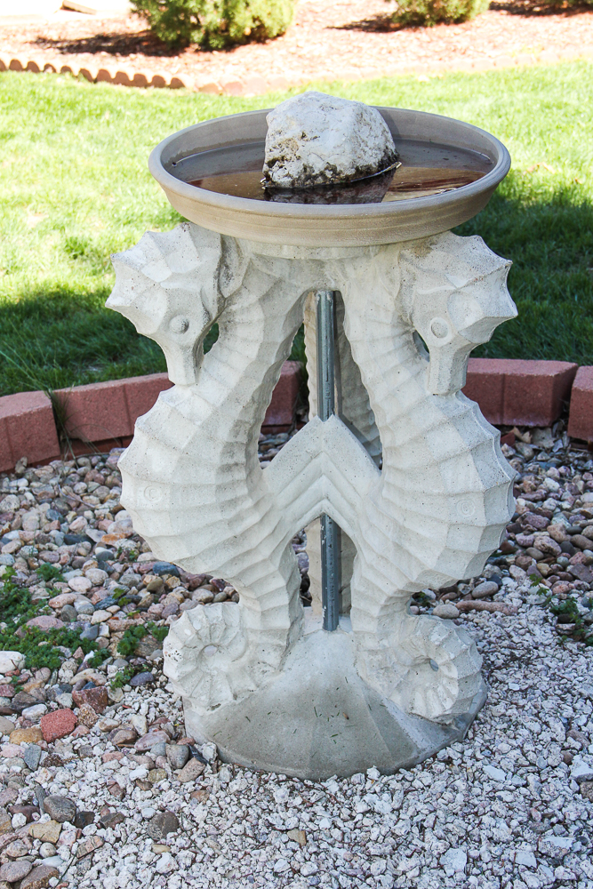 Concrete Seahorse Birdbath Base EBTH
